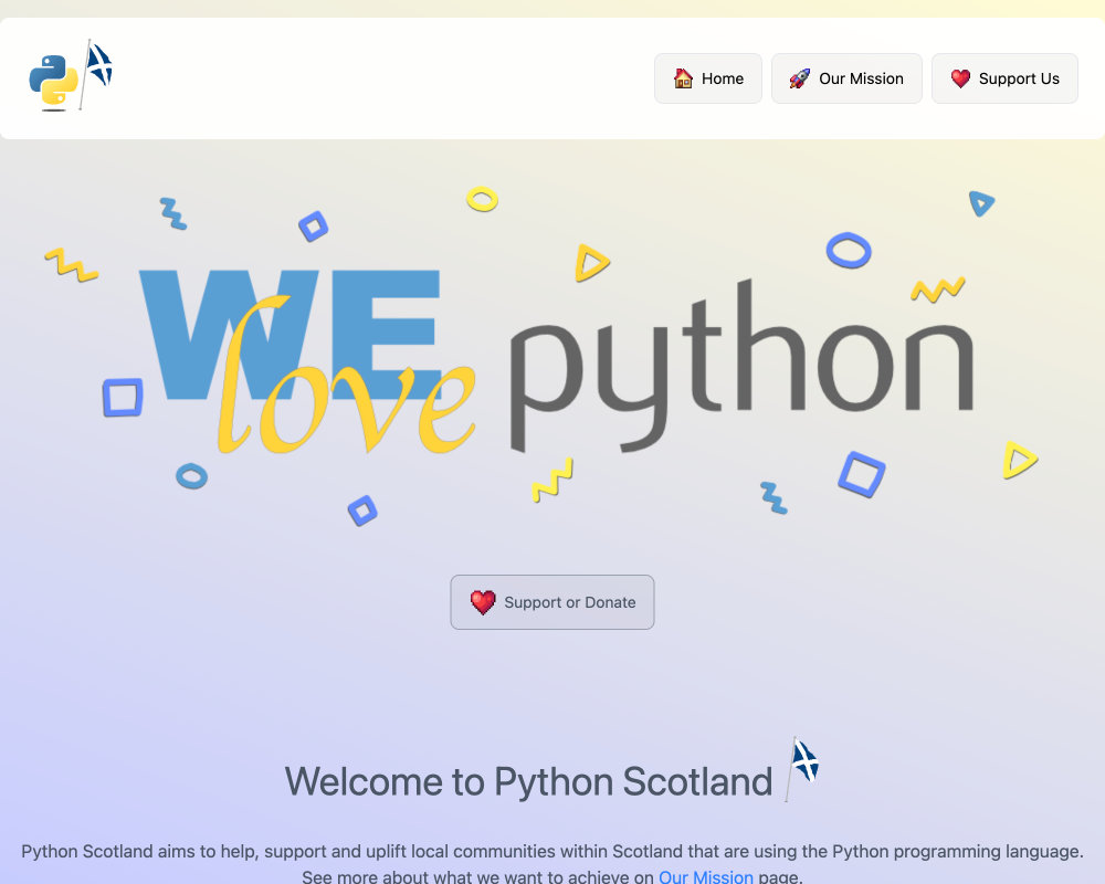 Python Scotland community website built by Web Design Ayrshire